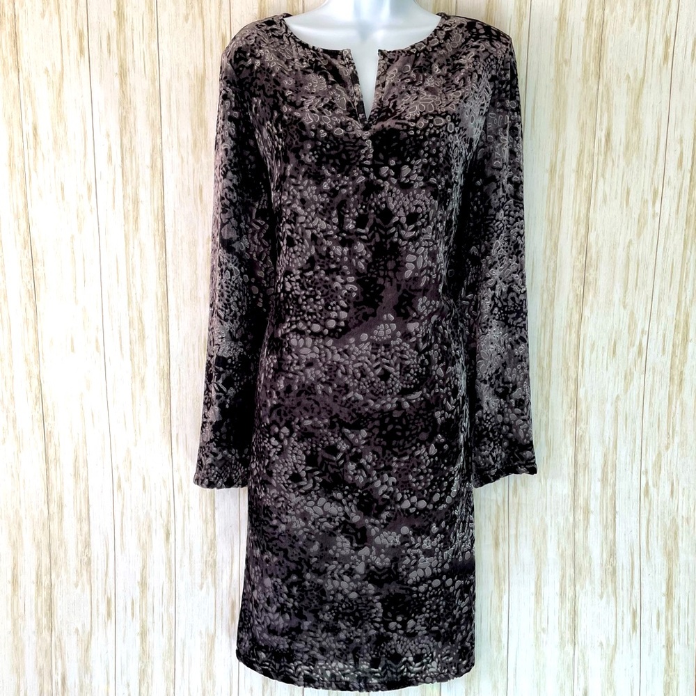 J. Jill Lined Velvet Burnout Long Sleeve Dress